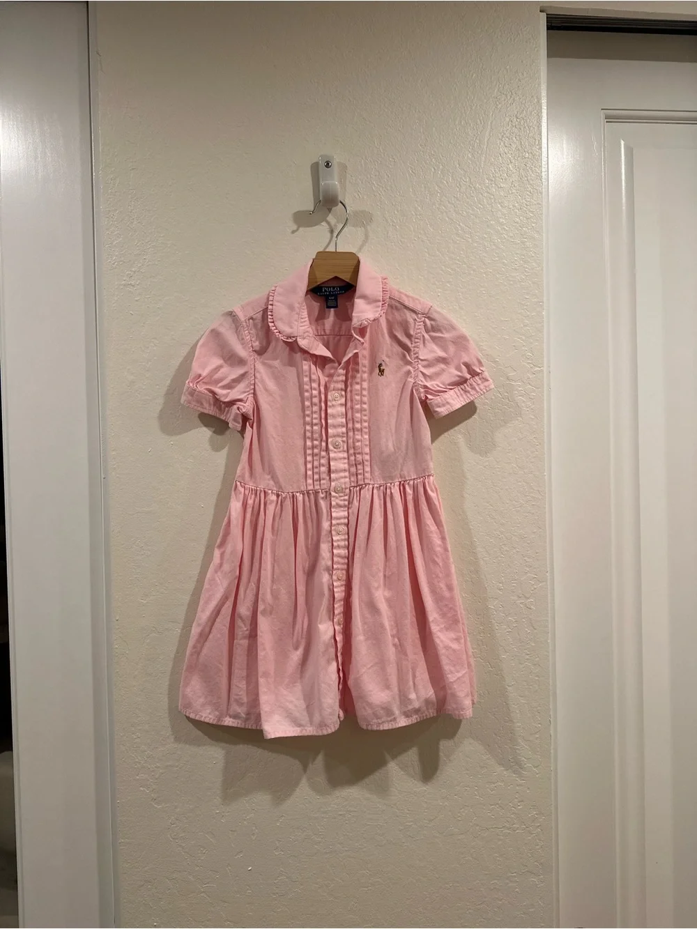 Ralph Lauren Girls Pink Cotton Polo-Style Dress